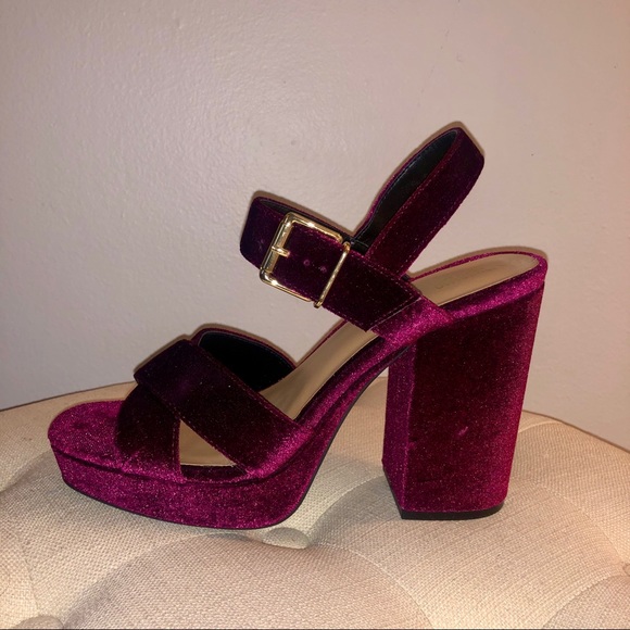 Velour platform heels, NWOT - Picture 2 of 6